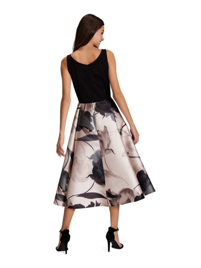 Swing Cocktail Kleid aus bedrucktem Twill bei Robert Ley