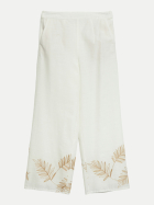 s.Oliver BLACK LABEL Wide-Leg Hose mit Stickerei am Saum 0200-WHITE bei Robert Ley