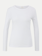 s.Oliver RED LABEL Longsleeve mit Rippstruktur 0100-WHITE bei Robert Ley