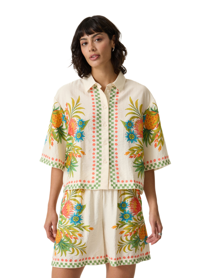 Garcia Kurzarm-Bluse mit Allover-Print bei Robert Ley