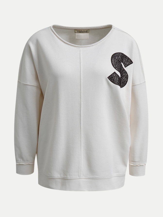 Smith & Soul Oversize Sweatshirt mit Schriftzug aus Spitze bei Robert Ley