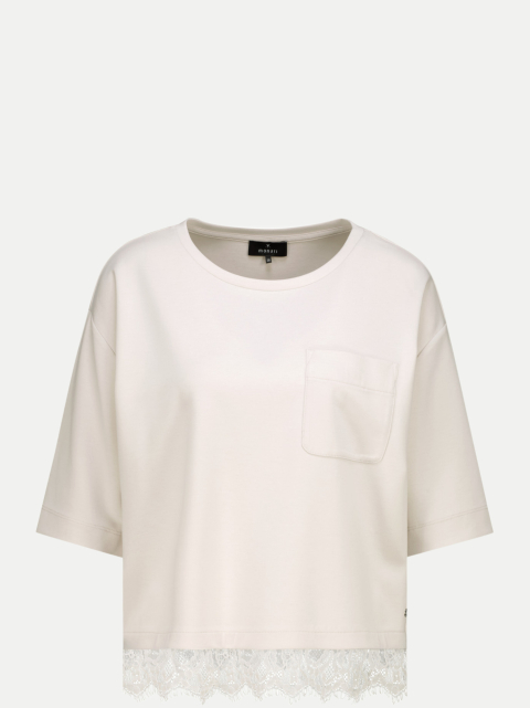 Monari Kurzarm-Sweatshirt mit Spitzenborte bei Robert Ley