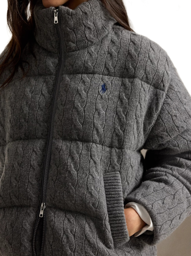 Polo Ralph Lauren Woll-Kaschmir-Pufferjacke mit Zopfmuster bei Robert Ley