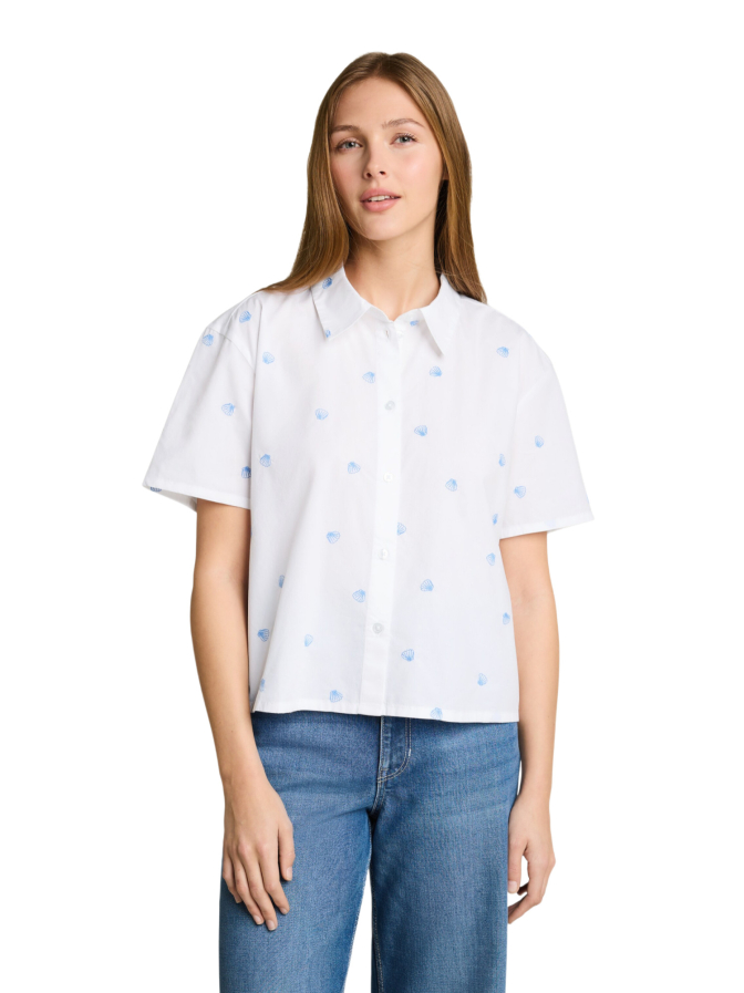 Tom Tailor Denim Kurzarm-Bluse mit Alloverprint bei Robert Ley
