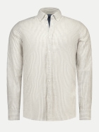 NZA New Zealand Auckland Gestreiftes Langarmhemd aus Leinen-Mix 1128-LIGHT BROWN bei Robert Ley