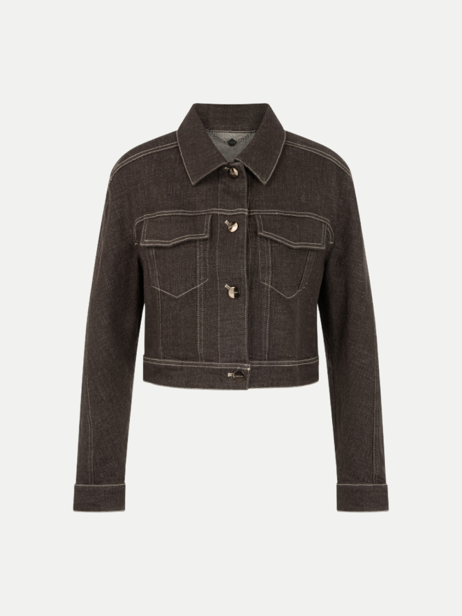 Marc Cain Kurze Jeansjacke mit Lurexgarn bei Robert Ley