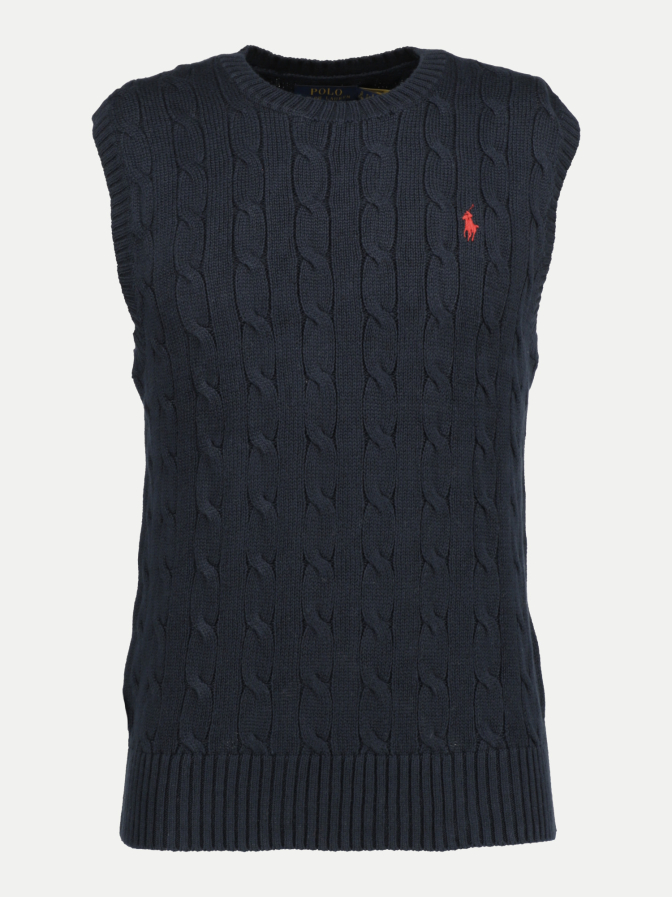 Polo Ralph Lauren Zopfstrick-Pullunder mit Logo-Stickerei bei Robert Ley