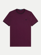 Fred Perry T-Shirt mit Doppelstreifen 84c-plum/black bei Robert Ley