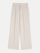 Tom Tailor Casual linen loose fit wide leg pants 40073-taupe white irregular stripe bei Robert Ley