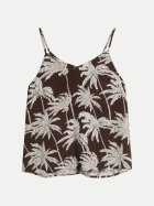 Tom Tailor Denim Ärmellose Bluse mit Palmen-Print 40163-brown palmtree print bei Robert Ley
