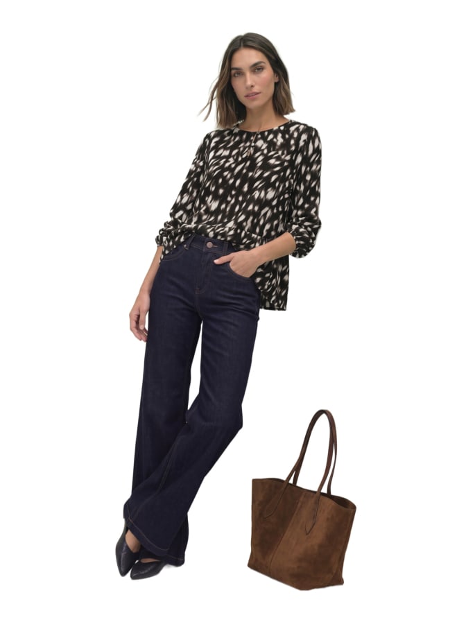 Street One Langarm Bluse mit Schößchen und Rehprint bei Robert Ley