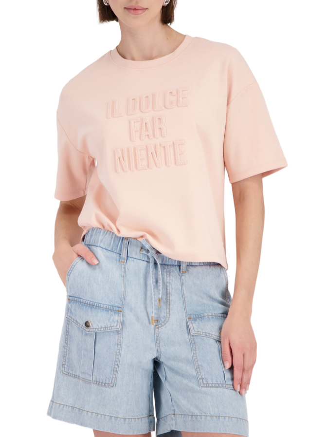 Monari Kurzarm Sweatshirt mit Schriftzug bei Robert Ley