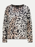 Monari Pullover mit Leo-Jacquard-Muster 834-dark grey melange gemustert bei Robert Ley