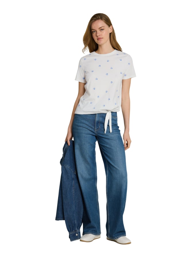 Tom Tailor Denim Besticktes T-Shirt mit Knotendetail bei Robert Ley