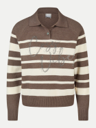Rabe Moden Polo-Pullover im Streifen-Design 7672-TAUPE bei Robert Ley