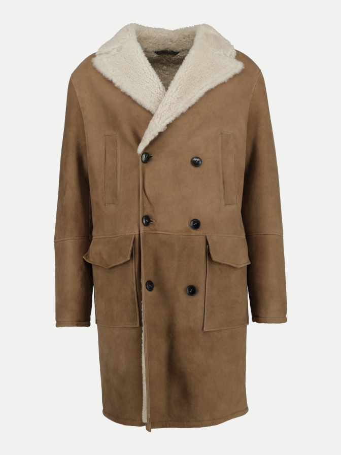 Manzoni 24 2-reihiger Ledermantel mit Lammfell bei Robert Ley