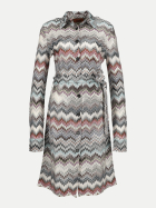 MISSONI Hemdblusenkleid mit Raschelmuster sm9qw multiwht/-sm9qw multiwht/lhtblu/brown bei Robert Ley