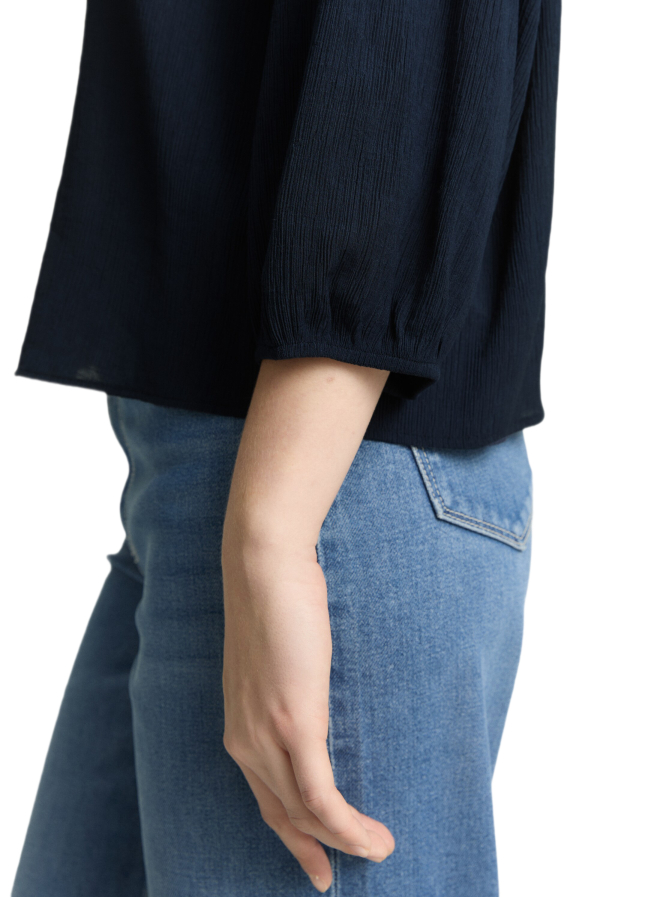 Tom Tailor Denim Crinkle Bluse mit Knopfleiste bei Robert Ley