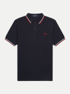 Fred Perry Poloshirt mit Doppelstreifen t55-navy/white/red bei Robert Ley