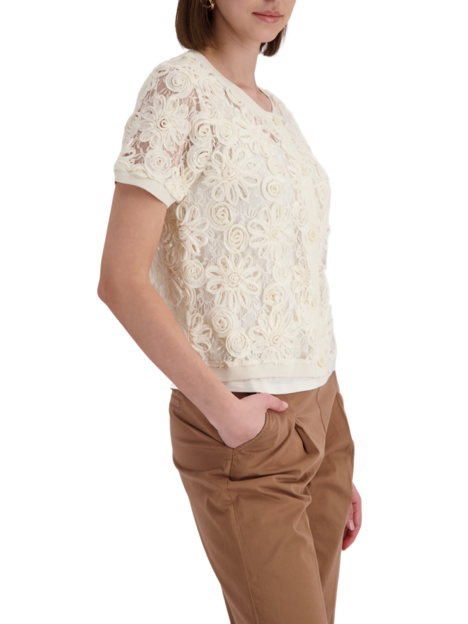Monari Strickjacke mit floralem Spitzenmuster bei Robert Ley