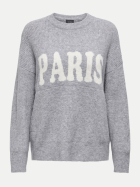 Only Pullover Jerico mit Schriftzug 179076001-Grey Melange/CD PARIS bei Robert Ley
