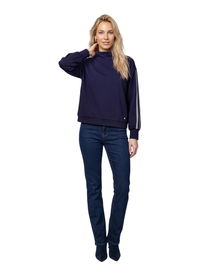 Monari Sweatshirt mit Streifen am Ärmel bei Robert Ley
