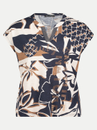 Betty Barclay Kurzarmshirt mit V-Ausschnitt 8826-Dark Blue/Nature bei Robert Ley
