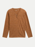 Tom Tailor Langarmshirt Serafino 38794-cognac yarn dye inject bei Robert Ley