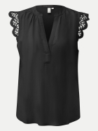 Q/S designed by Ärmellose Bluse mit Spitzendetails 9999-GREY/BLACK bei Robert Ley