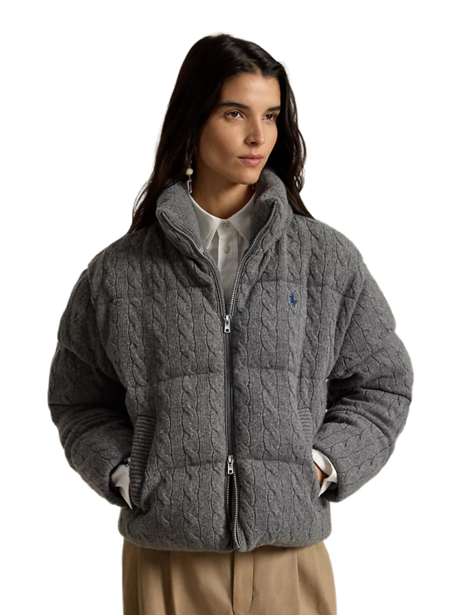Polo Ralph Lauren Woll-Kaschmir-Pufferjacke mit Zopfmuster bei Robert Ley