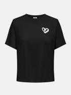 JDY T-shirt mit Herzprint 177911002-Black/SILVER LUREX bei Robert Ley