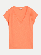 Tom Tailor Denim Basic T-Shirt mit V-Ausschnitt 23164-bright coral bei Robert Ley