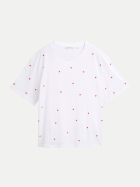 Tom Tailor Denim T-Shirt mit Herz-Stickereien 39512-white red heart embroidery bei Robert Ley