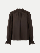 Marc Cain Bluse mit Spitze 697-seal brown bei Robert Ley