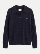 Gant Wollpullover im Zopfstrick-Muster 433-EVENING BLUE bei Robert Ley