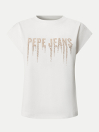 Pepe Jeans T-Shirt CARINA mit Logo-Nieten 808-MOUSSE WHITE bei Robert Ley