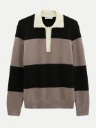 Marc O'Polo DENIM Strick-Poloshirt mit Colorblock-Muster 2229-Dark Beige_Multi_01 bei Robert Ley