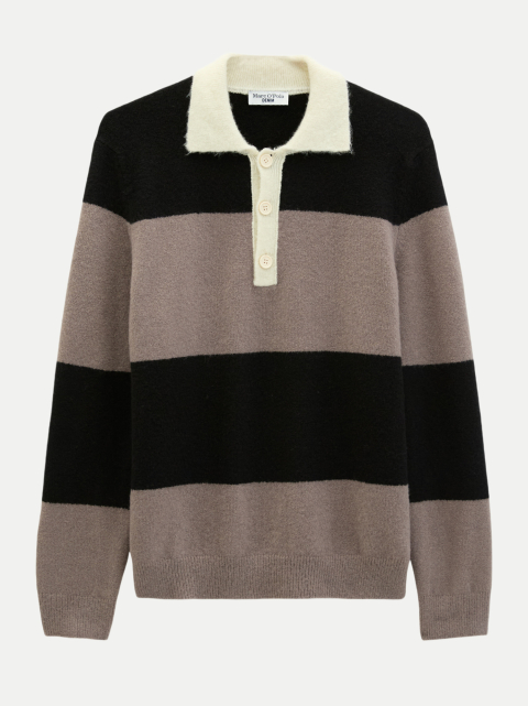 Marc O'Polo DENIM Strick-Poloshirt mit Colorblock-Muster bei Robert Ley