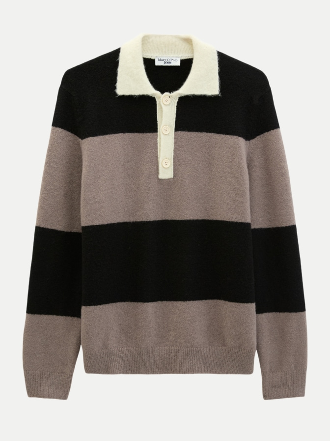 Marc O'Polo DENIM Strick-Poloshirt mit Colorblock-Muster bei Robert Ley