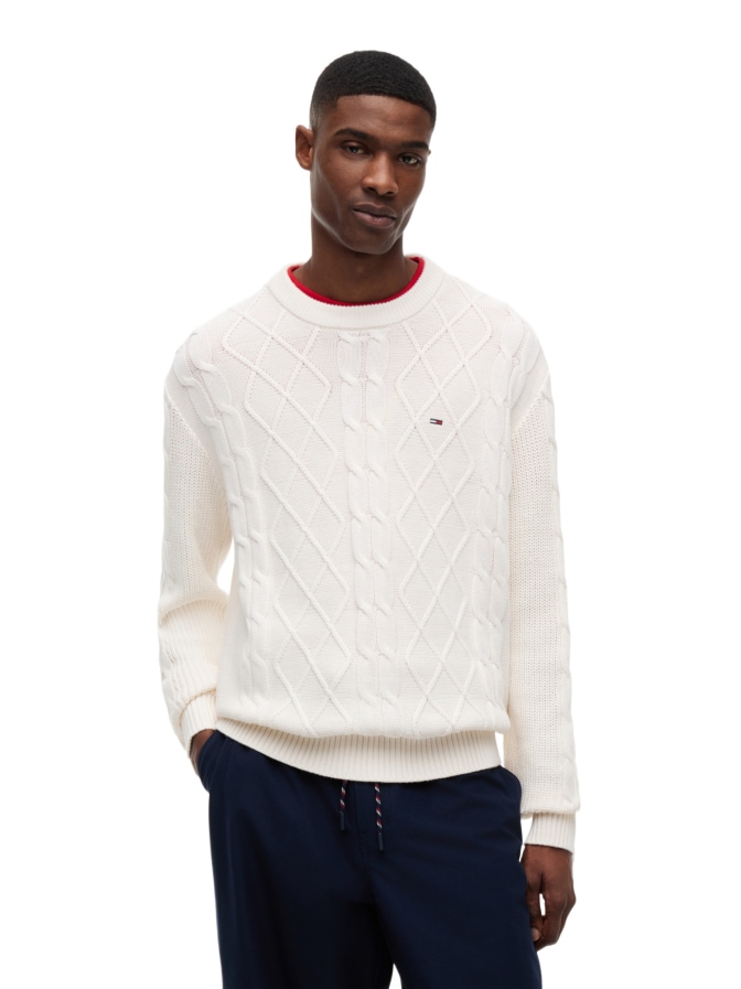 Tommy Jeans Strickpullover mit Zopfstrick-Muster bei Robert Ley