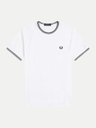 Fred Perry T-Shirt mit Doppelstreifen 100-white bei Robert Ley