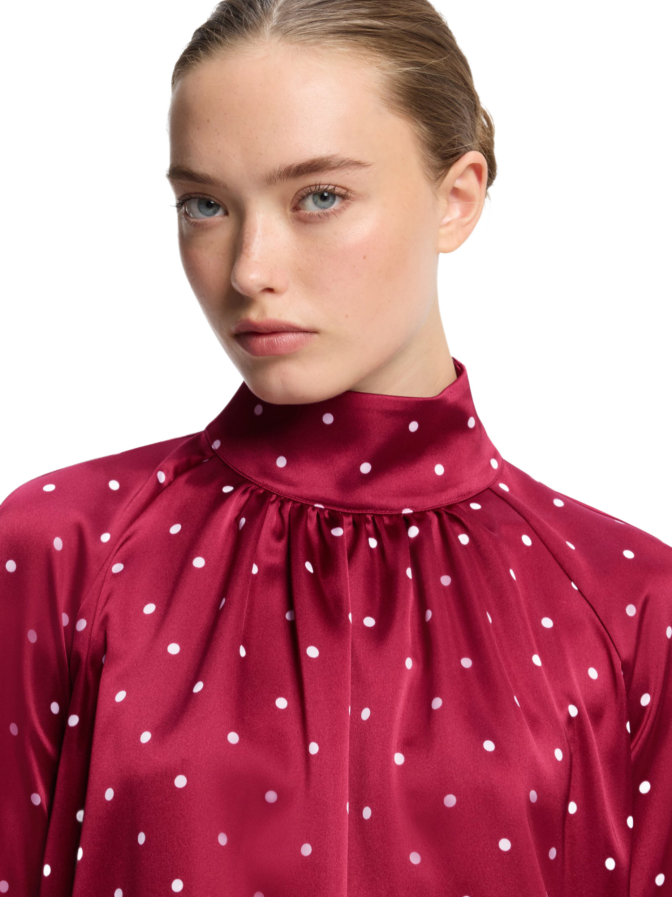 HUGO Gepunktetes Top aus Stretch-Satin Caena-1 bei Robert Ley
