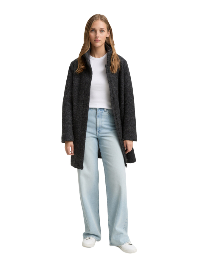 Tom Tailor Denim Bouclé Wollmantel mit Stehkragen bei Robert Ley