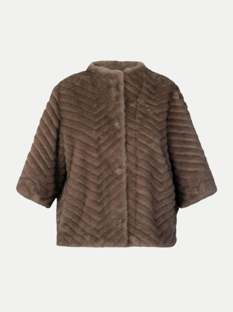 White Label Faux-Fur Kurzjacke im Fischgrat-Muster bei Robert Ley