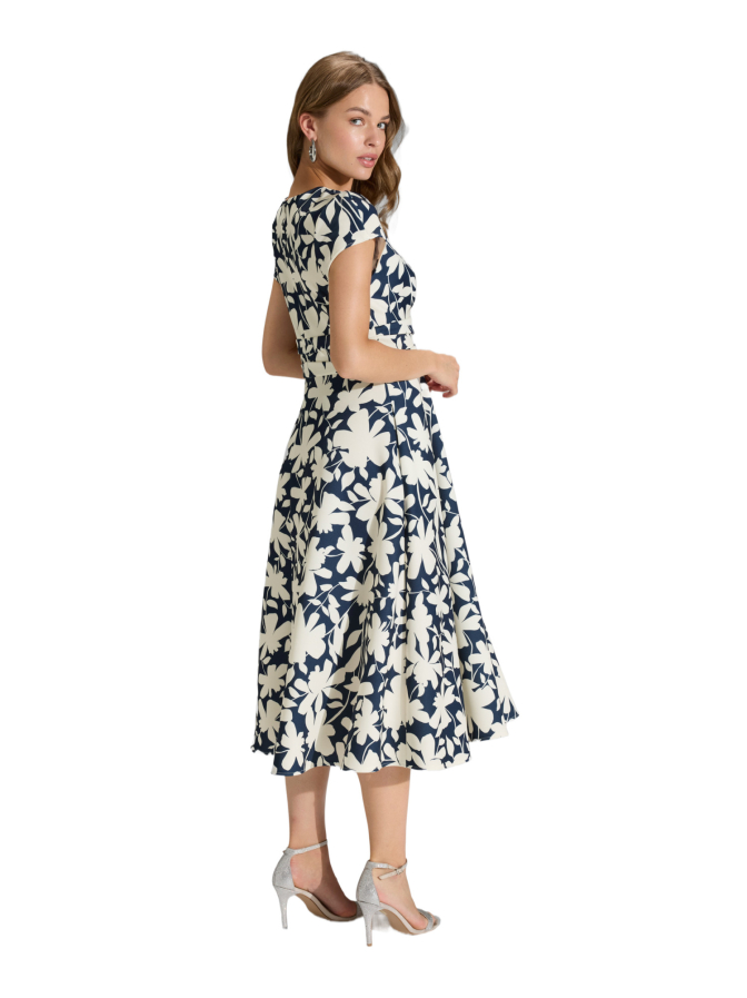 Swing Midi Kleid aus bedrucktem Scuba bei Robert Ley