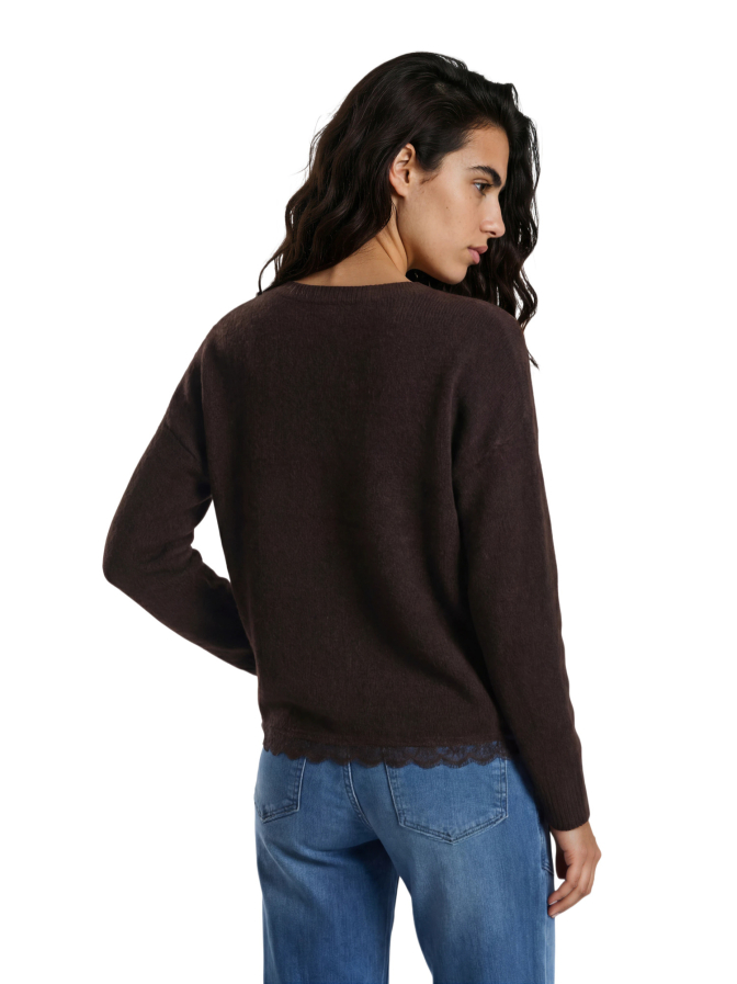 Milano Italy Feinstrickpullover mit Spitzensaum bei Robert Ley