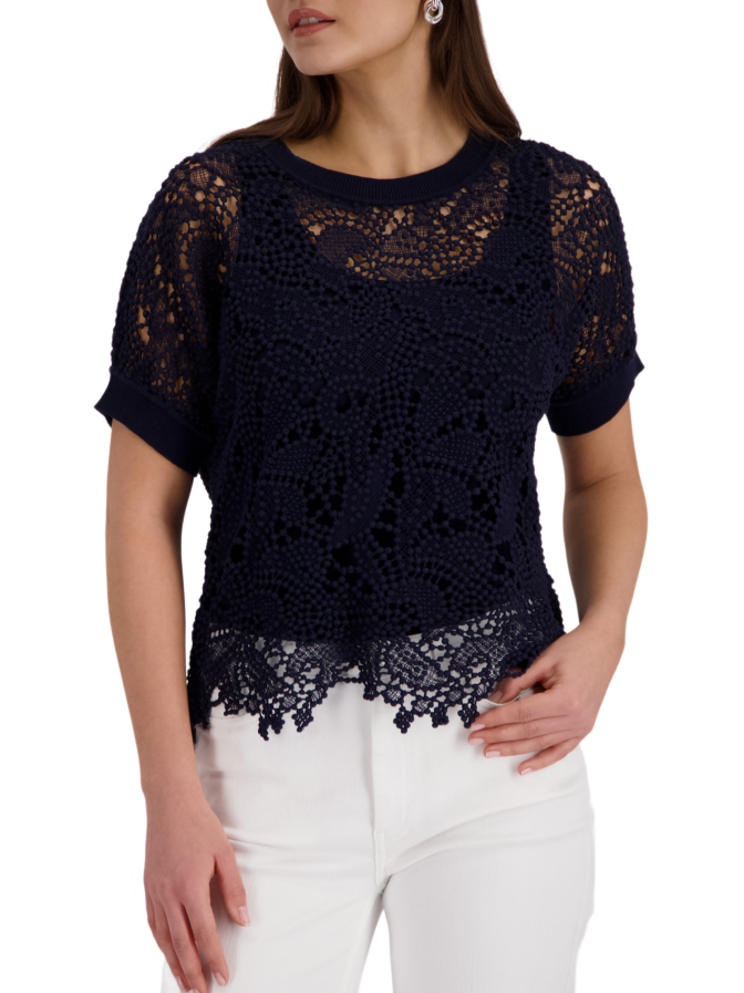 Monari Pullover mit Spitzenmuster bei Robert Ley