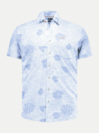 NZA New Zealand Auckland Kurzarm-Hemd aus Leinen-Mix 2658-SUNNY BLUE MELANGE bei Robert Ley