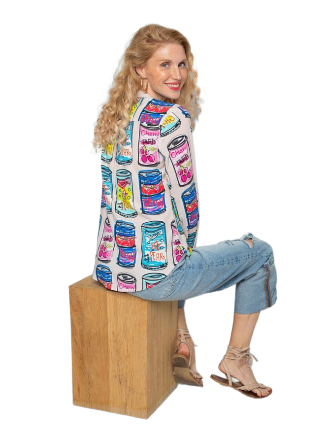 Emily Van Den Bergh Bluse mit skizziertem Dosen-Print bei Robert Ley