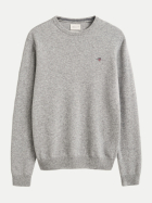 Gant Rundhalspullover aus Lambswool 93-GREY MELANGE bei Robert Ley